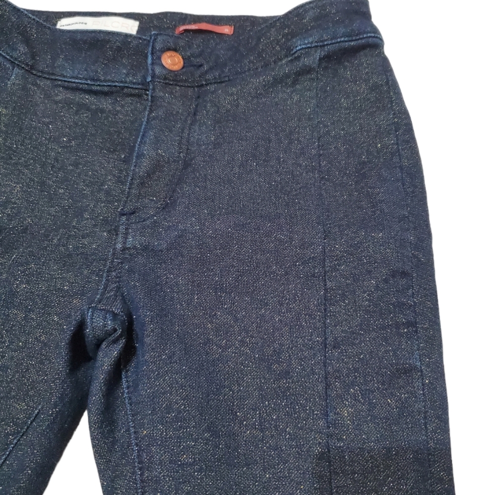 PILCRO Anthropologie Glitter Denim Jeans size 26 Indigo sparkle Jegging